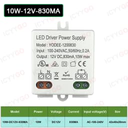 3W 6W 10W 12W DC12V 24V Lighting Transformer 250MA 500MA 830MA 600MA Driver Suitable For LED Light Strip 3528 5050 Power Supply