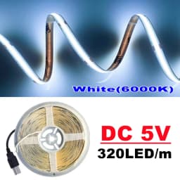 DC 5V USB COB Led Strip Light USB powered High Density Linear Lighting 320LED/m Flexible LED strip 3000K/4500K/6500K Colors