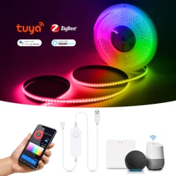 ZigBee W/WW/RGB LED Strip Smart Tuya Alexa Lights USB 5V Dimmable COB Neon Tape With LED Controller Home Room Bedroom Decoration