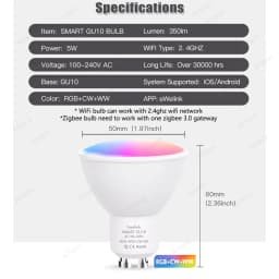 Ewelink GU10 Zigbee LED Bulbs WiFi Smart LED Lamp RGB CW WW Ewelink App Control Led Light Bulb Works With Alexa Google Yandex