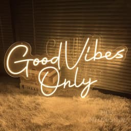 Good Vibes Only Neon Sign for Wall Decor LED Light for Bedroom Powered by USB with Dimmable Switch, Neon Light Sign for Bedroom