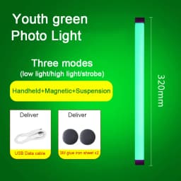 LED Video Light Wand Handheld Hanging Fill Light Photography Lamp Rechargeable Bedside Lamp Light Stick for Vlog Live Streaming