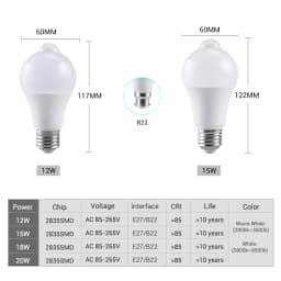 PIR Motion Sensor Light Emergency Lamp with Motion Sensor Night Light 85-265V B22 E27 Stair Corridor Sensor Light LED Lamparas