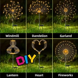 1 Pack Solar Firework Lawn Light Outdoor, IP65 Solar Garden Flower Fairy Lights For Patio Garden Christmas Lighting Decoration
