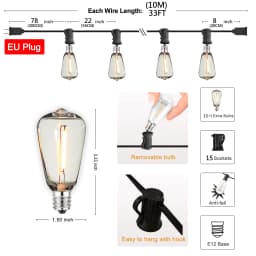 ST38 Led String Lights Outdoor Connectable Plastic Shatterproof IP65 Waterproof LED Bulb Outdoor Garden Garland String Lights