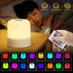GGbingo 16 Colors LED Table Lamp - Touch & Remote Control Dimmable Rechargeable Bedside Night Lamp for Room Decor