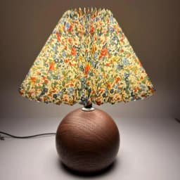 LED Bedside Table Lamp Cute Small Pleated Lamps for Nightstand Circular Walnut Ambient Light USB Bedroom Decoration Night Light