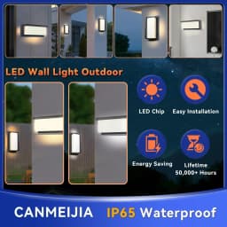 Modern Square Wall Light LED Flush Mount Black Home Decor Wall Sconce IP65 Waterproof for Balcony Living Room Bedroom 25W