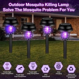 2/4PCS Solar Bug Zapper Waterproof Outdoor Mosquito Killer Lamp and Lighting Repellent Lamp for Indoor Outdoor Use Garden Patio