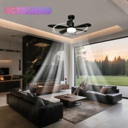 Ceiling Fan with Light E27 52CM Fan Light with Remote Control Super Quiet Socket Ceiling Fan for Bedroom Kitchen Home Lighting