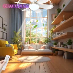 Ceiling Fan with Light E27 52CM Fan Light with Remote Control Super Quiet Socket Ceiling Fan for Bedroom Kitchen Home Lighting