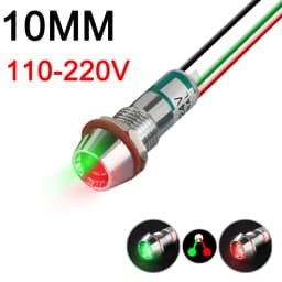 Two Color Metal Indicator Light Signal Lamp With Wire LED Waterproof Green Red 3V 6V 12V 24V 110V 220V 8MM 10MM 12MM 14MM 16MM