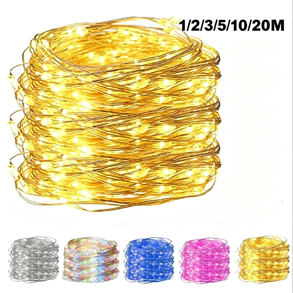 1/2/3/5/10/20M USB LED String Lights Copper Silver Wire Garland Light 5V Fairy Lights Party Decoration For Christmas Wedding
