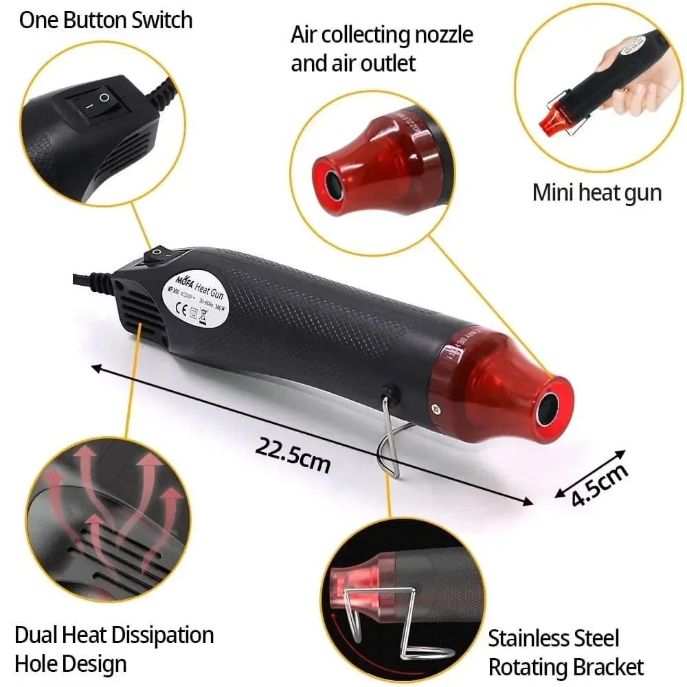 220/110V Hot Air Gun DIY Tool Heat Electric Power Tool Mini Soldering Temperature Crafts Blower with Supporting Seat Shrink