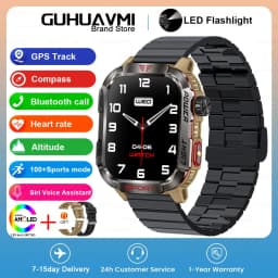New 2.01-inch Outdoor Men Smart Watch 3ATM Waterproof Bracelet 600Mah Battery Compass LED Flashlight Bluetooth Call Smartwatches