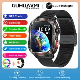 New 2.01-inch Outdoor Men Smart Watch 3ATM Waterproof Bracelet 600Mah Battery Compass LED Flashlight Bluetooth Call Smartwatches