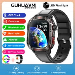 New 2.01-inch Outdoor Men Smart Watch 3ATM Waterproof Bracelet 600Mah Battery Compass LED Flashlight Bluetooth Call Smartwatches