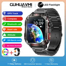 New 2.01-inch Outdoor Men Smart Watch 3ATM Waterproof Bracelet 600Mah Battery Compass LED Flashlight Bluetooth Call Smartwatches