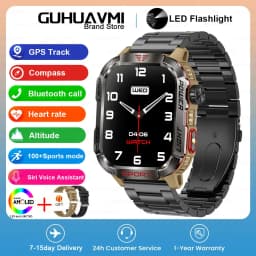 New 2.01-inch Outdoor Men Smart Watch 3ATM Waterproof Bracelet 600Mah Battery Compass LED Flashlight Bluetooth Call Smartwatches