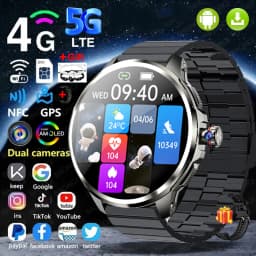 4G Full Network GPS Smart Watch 720*720 AMOLED 2100mah 16GB+256GB RAM Camera Video Call WIFI Google APPS Download 5G Smartwatch