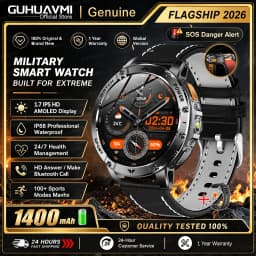 Men Rugged Steel Sport Smart Watch 1400mAh Battery 1.7" HD Bluetooth Call 10ATM Waterproof Heart Rate Fitness Trackr Smartwatch