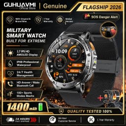 Men Rugged Steel Sport Smart Watch 1400mAh Battery 1.7" HD Bluetooth Call 10ATM Waterproof Heart Rate Fitness Trackr Smartwatch