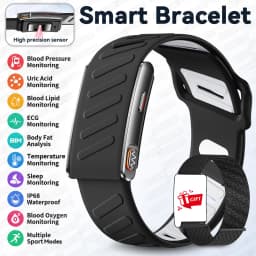 Newly Men Women Smart Band ECG Blood Pressure Uric Acid Monitor 3ATM Waterproof Sports Fitness Tracker Bracelet For Android iOS