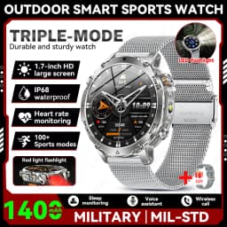 LIGE 2026 Military 1400mAh Battery Smart Watch Men Outdoor Flashlight IP68 Waterproof Heart Rate Bluetooth Call Sports Bracelets
