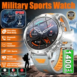 LIGE 2026 Military 1400mAh Battery Smart Watch Men Outdoor Flashlight IP68 Waterproof Heart Rate Bluetooth Call Sports Bracelets