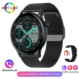For IOS Android Real AMOLED Smart Watch Women 1.43 inch GPS Sport Screen Always Display NFC Bluetooth Call Smartwatch 2024