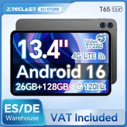 Teclast T65 Android 16 Tablet 13.4" 120Hz Display T7280 8-Core 26GB RAM(6GB+20GB Expansion) 128GB ROM 4G LTE GPS 8000mAh Type-C