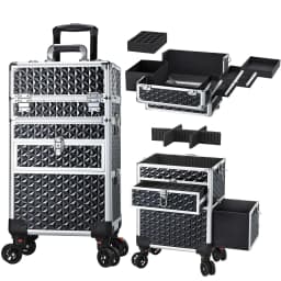 Rolling Makeup Case with Wheels Drawers Large Professional Cosmetology Trolley Case Lockable Travel Cosmetic Storage Train Cases