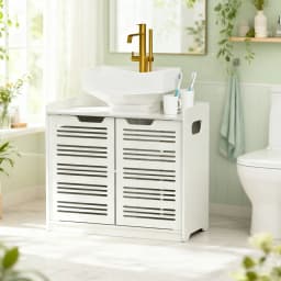 White Double Door Under Sink Cabinet Basin Storage Cupboard Vanity Unit Bathroom 60*30*60cm
