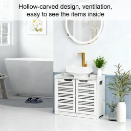 White Double Door Under Sink Cabinet Basin Storage Cupboard Vanity Unit Bathroom 60*30*60cm