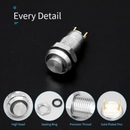 1pc 8mm Metal Push Button Switch Self-reset Momentary Self-locking Latching 2 Pins High Head 3A/250V Computer Doorbell Horn