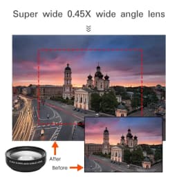 Two-In-One Functions Mobile Phone Lens 0.45X Wide Angle Len & 12.5X Macro HD Camera Lens Universal for iPhone Android Phone