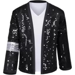 Kids Boys Michael Jackson Inspired Costume Set with Full Accessories for Dance Performance and Halloween Party