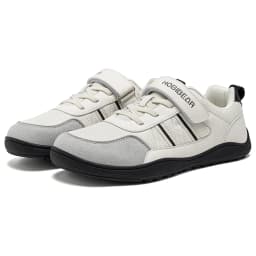 HOBIBEAR Big Kid Wide Width Shoes Barefoot Hook-Loop Artificial Leather Sneakers Lightweight Zero Drop Walking Shoes