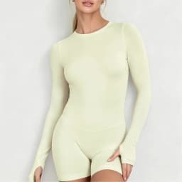 Seamless Long Sleeve One Piece Gym Jumpsuit Women Backless Slim Fit Elastic Shaping Pilates Yoga Fitness Workout Sports Bodysuit