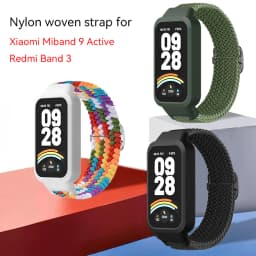 Braided solo loop Strap+Case for Redmi band 3 2 accessories Nylon Sport Adjustable bracelet correa for Xiaomi Miband 9 8 Active