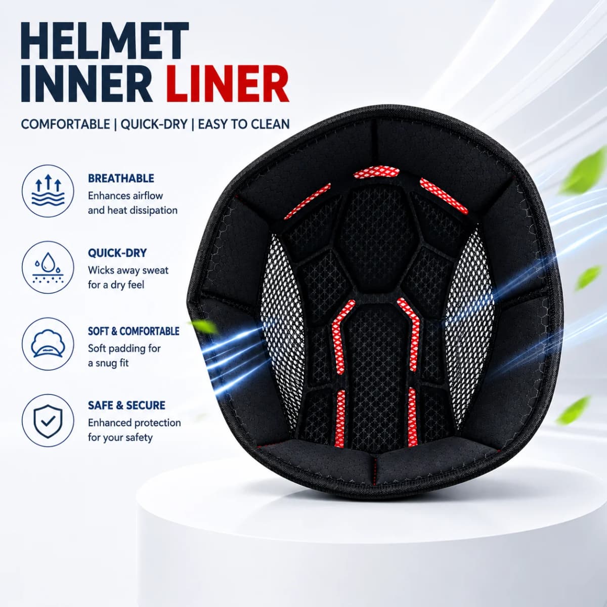 Detachable Washable Motorcycle Helmet Inner Liner Sponge Pads Replacement Cushion For Half Face Motorbike Helmet
