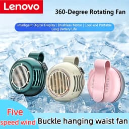 Lenovo Wearable Belt Fan Clip Fan Mini Bladeless Handheld Air Cooler Small Strong Wind Portable USB Rechargeable Cooling Fan