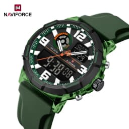 NAVIFORCE Men Military Quartz Watch 50M Waterproof Sports Wristwatch Slate Gray Dial White Arabic Numeral Scale Male Watch