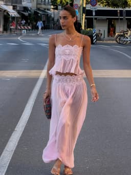 Beach Lace Hollow Out Women's Summer Pants Sets Lace Up Backless Spaghetti Strap Crop Top Loose Pleated Lantern Pant 2026 Suit