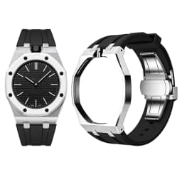 Swatch Watch Modification with Stainless Steel Case, Rubber Strap, Stainless Steel Strap, and Watch Accessories.