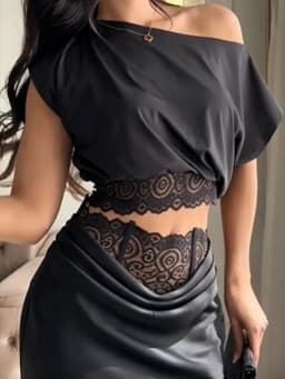 Luxury Lace Two-Piece Set Women Asymmetric One Shoulder Lace Waist Cutout Mermaid Silhouette Dress Lady's Evening Party Frock