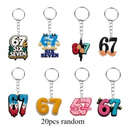 8-20pcs Keychains with Six and Seven Number Elements, Bag and Wallet Accessory, Perfect Gift for Birthdays and Parties, 2D Flat.