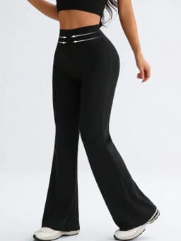 Solid Color Hip Lifting Flare Pants Women High Waist Slim Design Comfortable Stretch Casual Yoga Leggings