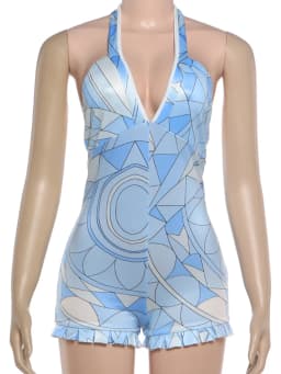 Nibber Fashion Rompers Woman Plaid Patchwork Halter Low-Neck Backless Sleeveless Ruffles Hem Skinny Peach Hip Sexy Playsuits