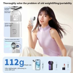 Lenovo Portable Handheld Mini Fan 100 Speed Adjust Type C Rechargeable Fan Digital Display Desktop Fan Outdoor